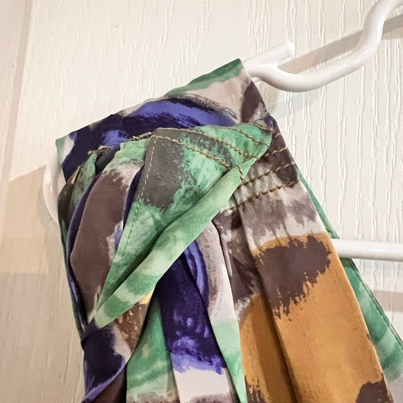 FINAL PRICE NWT BCBGMAXAZRIA Silk Multicolor Green  Floral Drape Pleated Dress - Picture 5 of 10